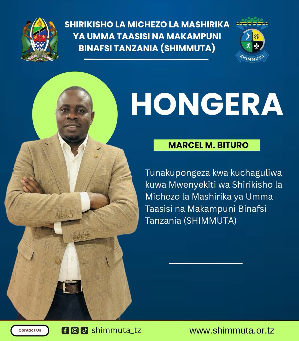 Hongera Marcel M. Bituro Kuchaguliwa Mwenyekiti wa SHIMMUTA
